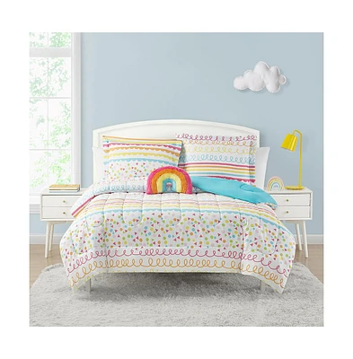 Alex + Bella Color Pop Rainbow Orange -Piece Microfiber Comforter Set