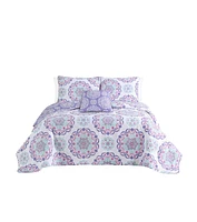 Alex + Bella Vivian Purple -Piece All-Season Reversible Cotton Quilt Set