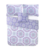 Alex + Bella Vivian Purple -Piece All-Season Reversible Cotton Quilt Set