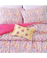 Alex + Bella Garden Posies Pink 3-Piece Embellished Soft Microfiber Comforter Set - Twin