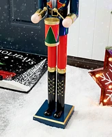 Glitzhome Wooden Christmas Drummer Nutcracker, 36"