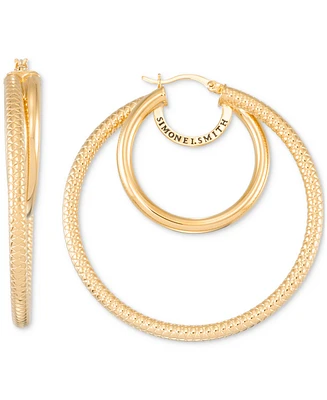 Simone I. Smith Double Polished Hoop Earrings in 18k Yellow Gold Over Sterling Silver (45mm)