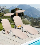Sugift Set of 2 Portable Reclining Chair with 5 Adjustable Positions-Beige