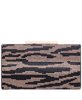 Nina Zebra Print Crystal Curved Minaudiere Clutch