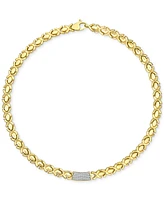 Diamond Pave Bar Stampato Xo Link 18" Collar Necklace (1/2 ct. t.w.) in 14k Gold-Plated Sterling Silver