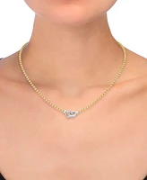 Diamond Interlocking Circle Bead Link 18" Collar Necklace (1/5 ct. t.w.) in 14k Gold-Plated Sterling Silver