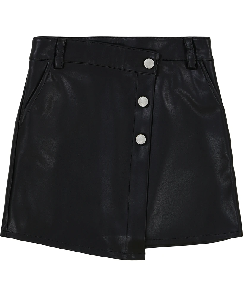 Calvin Klein Big Girls Wrap Artificial Leather Skirt