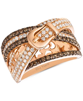 Le Vian Chocolatier Chocolate Diamond & Vanilla Diamond Statement Ring (1-3/8 ct. t.w.) in 14k Strawberry Gold