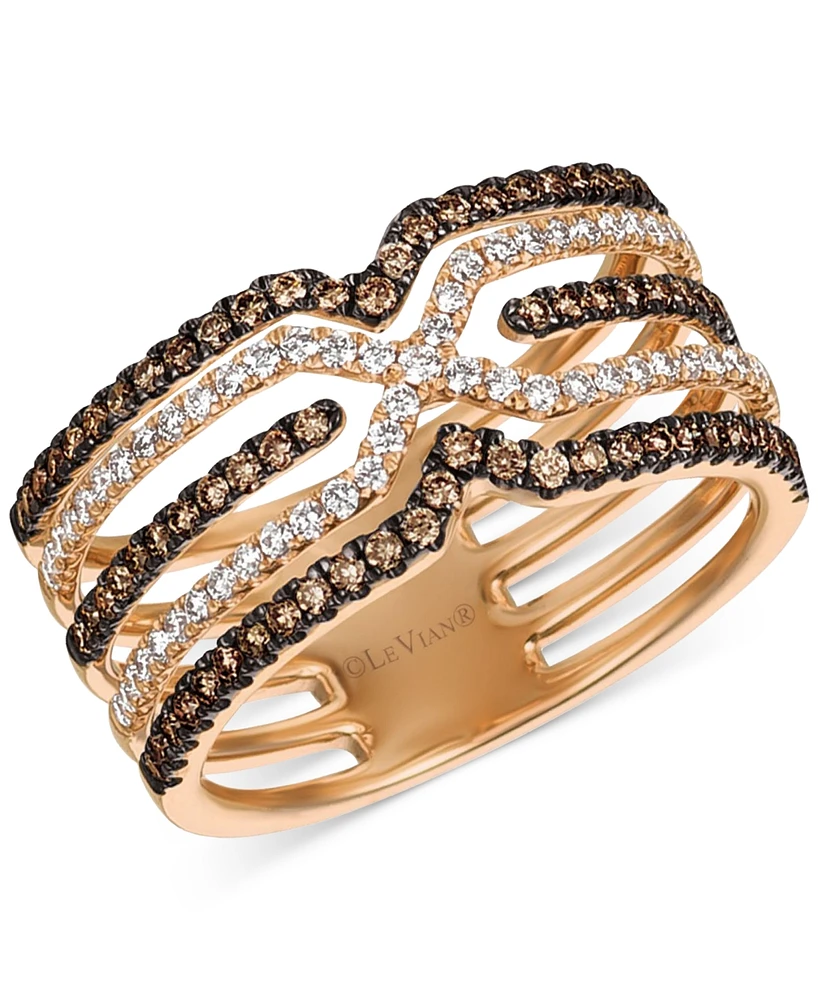 Le Vian Chocolatier Chocolate Diamond & Vanilla Diamond Statement Ring (3/4 ct. t.w) in 14k Strawberry Gold