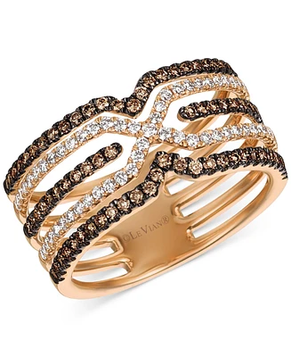 Le Vian Chocolatier Chocolate Diamond & Vanilla Diamond Statement Ring (3/4 ct. t.w) in 14k Strawberry Gold