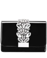 Nina Crystal Embellished Patent Flap Clutch