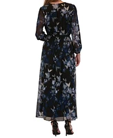 Robbie Bee Women's Printed Surplice-Neck Maxi Dress