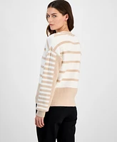 T Tahari Women's Colorblocked V-Neck Knit Cardigan
