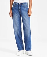 Hugo Women's High-Rise Faded-Front Straight-Leg Cotton Denim Jeans