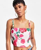 Guess Women's Raissa Floral Smocked-Back Bustier Top