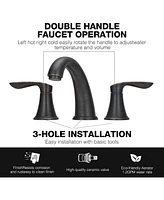 gaomon 2 Pcs Bathroom Sink Faucet 3 Hole with Stainless Steel Pop up Drain and cUPC Hose