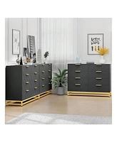 gaomon 8 Drawer Dresser For Bedroom With Deep Drawers, Wide Chest Of Drawers With Metal Handles, Large Floor Wood Storage Dresser Modern Dresser