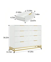 gaomon 8 Drawer Dresser For Bedroom With Deep Drawers, Wide Chest Of Drawers With Metal Handles, Large Floor Wood Storage Dresser Modern Dresser