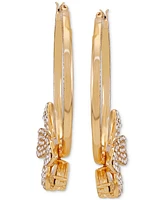 Guess Pave & Marquise Stone Flower Hoop Earrings