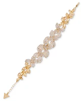 Guess Gold-Tone Pave Flower Statement Bracelet