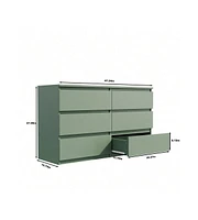 gaomon 6 Drawer Double Dresser, Dresser Closet With Modern Wide Chest Of 6 Sliding Drawers