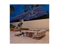 Casainc 11 Ft Square Led Solar Cantilever Umbrella for Outdoor Patio, Gray