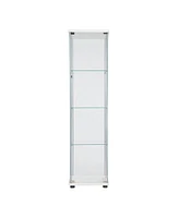 Slickblue One-Door Glass Display Cabinet with 4 Shelves for Showcasing Collections