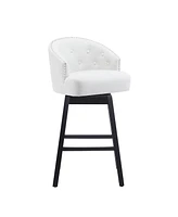 Set of 2 33.25" Upholstered Swivel Counter Height Bar Stools with Back,Kitchen Island Stools-The Pop Home