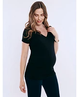 Motherhood Maternity V-Neck Side-Ruched Short Sleeve Tee