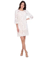 Vince Camuto Petite Jewel-Neck Lace Shift Dress