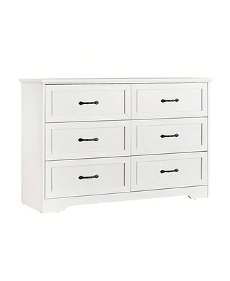 gaomon Dresser For Bedroom With 6 Drawers, Wood Drawer Dresser Chest Of Drawers For Closet, Living Room, Hallway, Nursery, Kids Bedroom