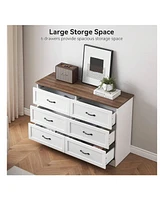 gaomon Dresser For Bedroom With 6 Drawers, Wood Drawer Dresser Chest Of Drawers For Closet, Living Room, Hallway, Nursery, Kids Bedroom