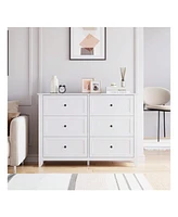 gaomon Garvee 6 Chest Of Drawer Dresser, Modern Dresser With Deep Drawers And Nickel Round Handle, Wood Organizer Storage Cabinet For Bedroom, Living