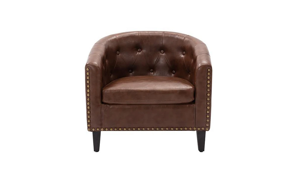 Slickblue Tufted Barrel Tub Chair, Stylish Club Chair for Living Room and Bedroom Comfort