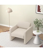 Lovmor stripe single sofa chair, upholstered comfortable chair with armrests,Beige (30.9"30.51"30.11")