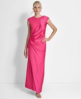 Dkny Women's Side-Ruched Cut-Out Cap-Sleeve Gown