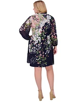 Jessica Howard Plus Pleated Floral-Print Shift Dress