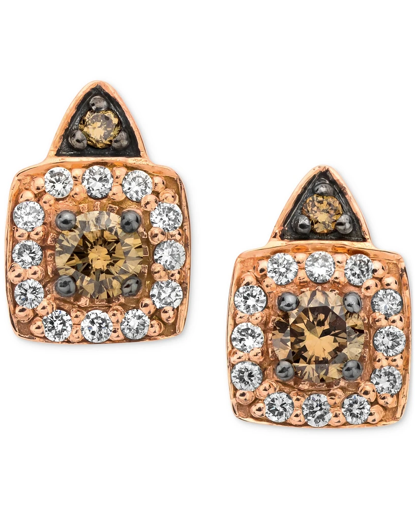 Le Vian Chocolatier Chocolate Diamond & Vanilla Diamond Halo Stud Earrings (1/3 ct. t.w.) in 14k Rose Gold