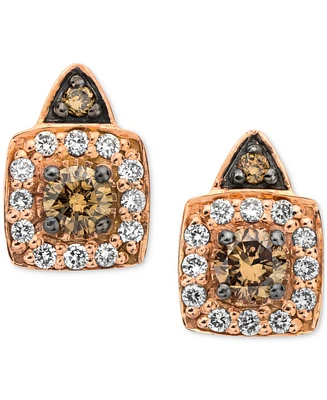 Le Vian Chocolatier Chocolate Diamond & Vanilla Diamond Halo Stud Earrings (1/3 ct. t.w.) in 14k Rose Gold