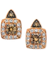 Le Vian Chocolatier Chocolate Diamond & Vanilla Diamond Halo Stud Earrings (1/3 ct. t.w.) in 14k Rose Gold