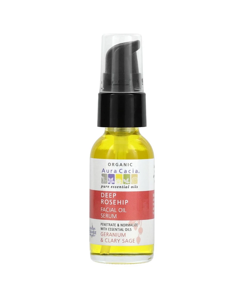 Aura Cacia Organic Deep Rosehip Facial Oil Serum Geranium & Clary Sage