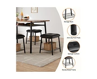 gaomon 5-Piece Dining Table Set, Dinner Table Set with 4 Upholstered Square Stools and Storage Rack, Modern Kitchen Table Set for 4