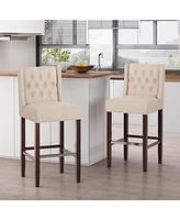 Maison Boucle Counter Height Bar Stool with Backrest & Nailhead Trim, Chairs for Kitchen Island or Home Bar-Maison