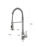 Flynama Pull Down Touchless Single Handle Kitchen Faucet with Led light In Brushed