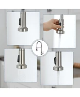 Flynama Pull Down Touchless Single Handle Kitchen Faucet with Led light In Brushed