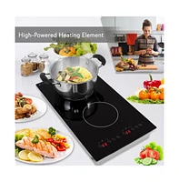 NutriChef Dual Induction Cooktop with Digital Display and Adjustable Temperature, Compact Double Burner - PKSTIND52