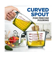 NutriChef Premium Glass Measuring Cup Set with Easy-Pour Spout & Clear Scale