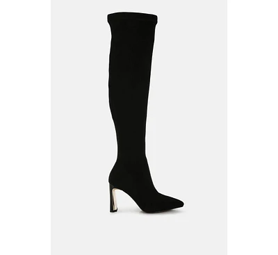 London Rag Star Gazer Slim Block Heel Long Boots