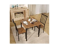 gaomon Dining Table Set for 2, Kitchen Table and Chairs with Wine Rack, 3 Piece Square Dining Room Table Set Brown