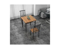 gaomon Dining Table Set for 2, Kitchen Table and Chairs with Wine Rack, 3 Piece Square Dining Room Table Set Brown